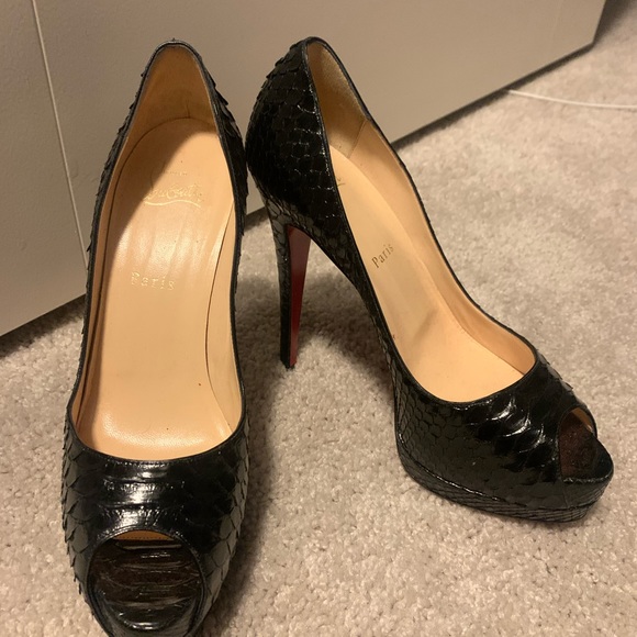 Christian Louboutin Python Peep-Toe Pumps 39 - Picture 2 of 7